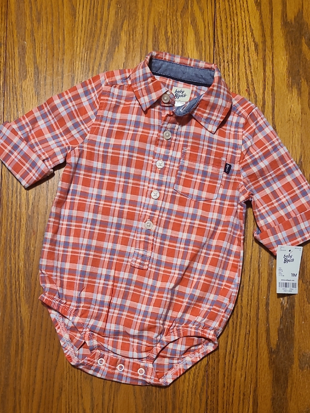 Baby B'Gosh NWT Red Plaid Button-Front Baby Bodysuit - 18 Months